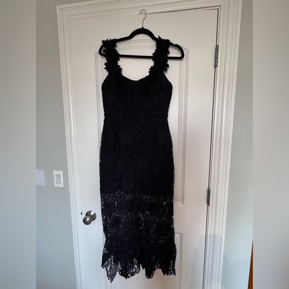 Allen Schwartz Black Lace Evening Dress, Size M